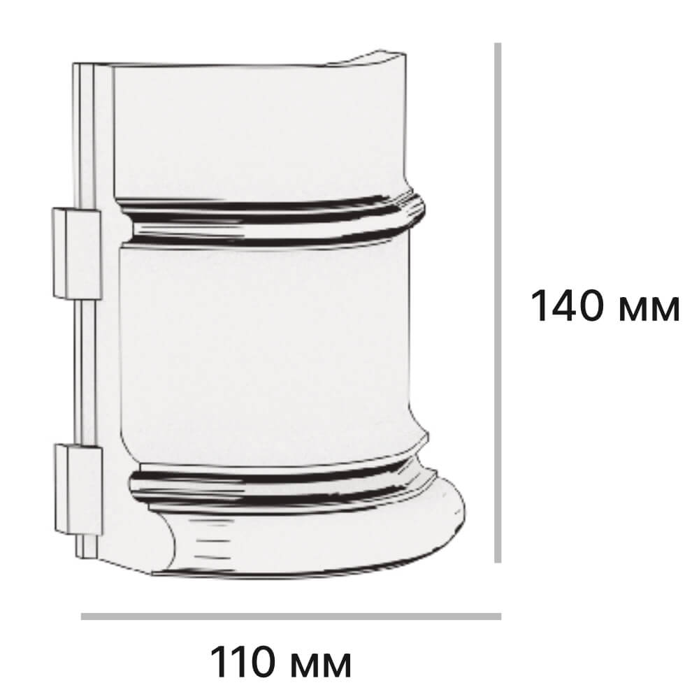 Размеры подступенок угловой Verona 110х140х30мм