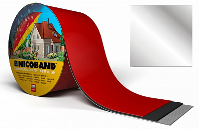 Лента NICOBAND Серебристая 10м*15 см самоклеящаяся фото Центр Металлокровли