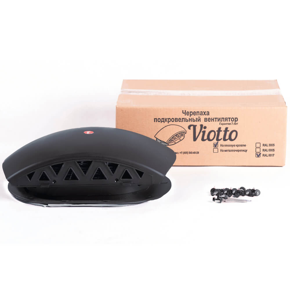 Вентилятор подкровельного пространства Viotto для мягкой кровли RAL 7024 серый графит фото упаковки
