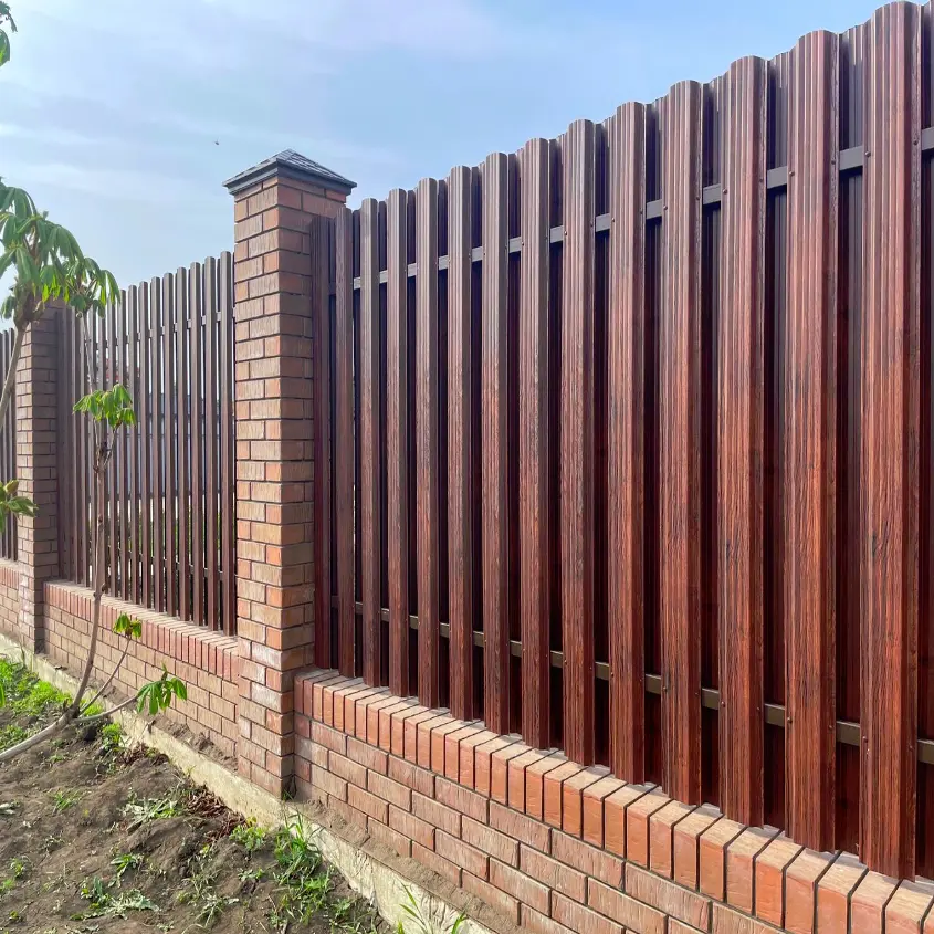 Фото 2 Забор шахматка штакетник Широкий Античное Дерево 3D двусторонний