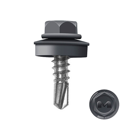 Саморез кровельный DAXMER по металлу RAL7024 Серый Графит 5,5 19мм