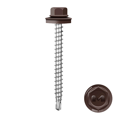 Саморез кровельный DAXMER по дереву RAL8017 Шоколад 4,8 50мм