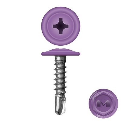 Caморез ПШС по металлу 4,2х16 RAL4005 Сиреневый прессшайба сверло