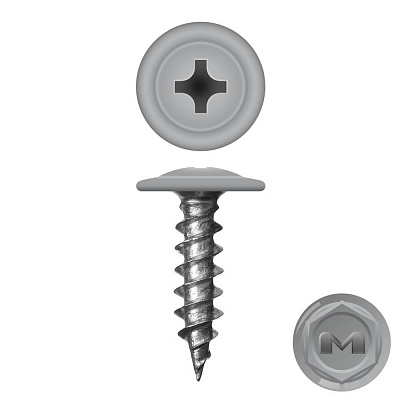 Caморез ПШ по дереву 4,2х19 RAL7004 Серый прессшайба