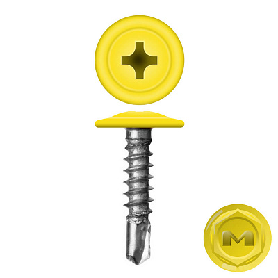 Caморез ПШС по металлу 4,2х16 RAL1018 Желтый прессшайба сверло