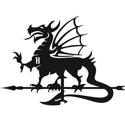 Флюгер "Дракон" BORGE, 500*380 мм., чёрный (RAL 9005) фото Центр Металлокровли