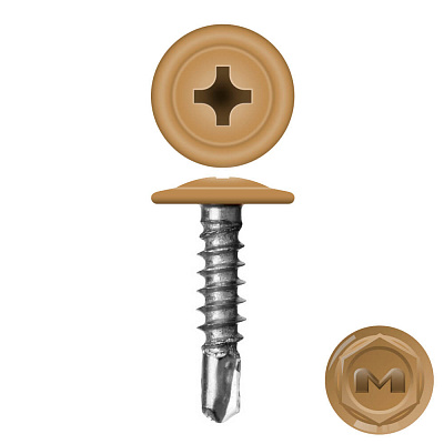 Caморез ПШС по металлу 4,2х16 RAL1011 Светлое дерево прессшайба сверло