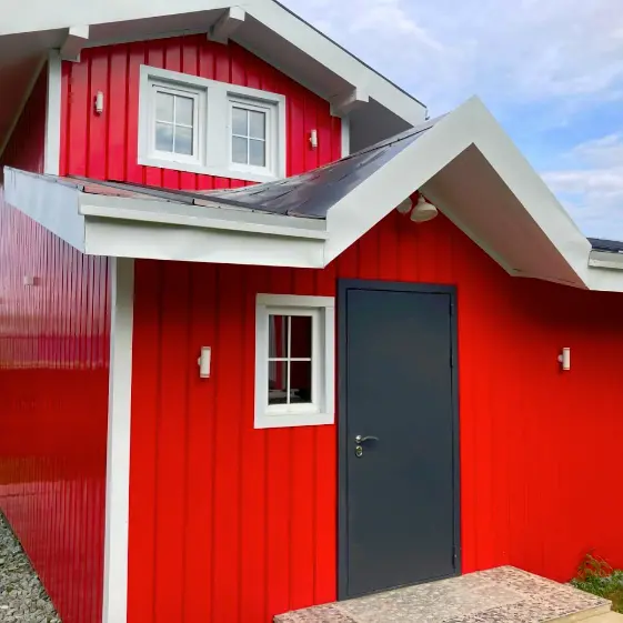 Металлосайдинг Евро-Брус под брус RAL3020 Красный вертикальный монтаж