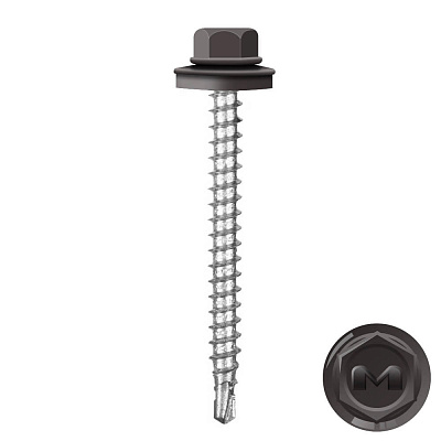 Саморез кровельный DAXMER по дереву RAL8019 Темный Шоколад 4,8 50мм