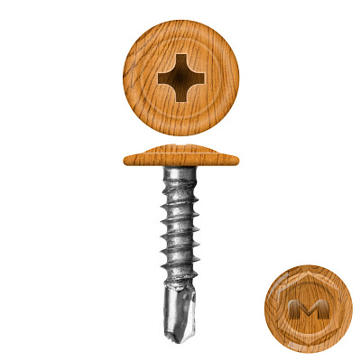 Caморез ПШС по металлу 4,2х16 под Золотое дерево, Орех прессшайба сверло