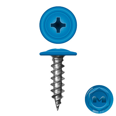 Caморез ПШ по дереву 4,2х16 RAL5015 Небесно-Голубой прессшайба