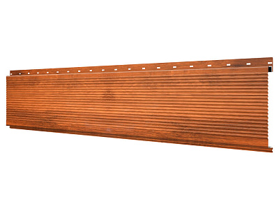 Линеарная потолочно-стеновая панель РИФЛЕНАЯ усиленная Кедр Темный 3Д SteelArt Россия