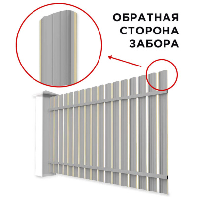 Забор штакетник Полукруглый RAL 1014 бежевый односторонний сзади