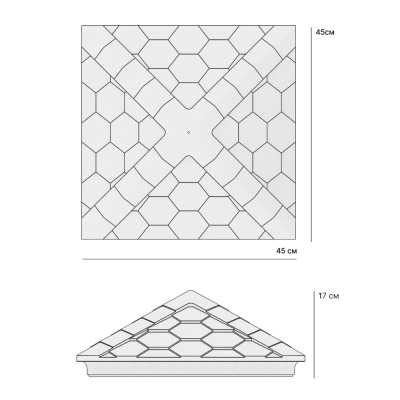 Колпак на столб забора ZKING EVEREST Коричневый 1,5х1,5 кирпича Черепица размер под посадку 390х390мм чертеж размеры