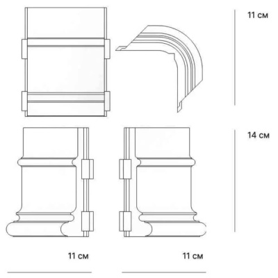 Чертеж подступенок угловой Verona 110х140х30мм